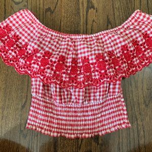Off the shoulder Gingham Top